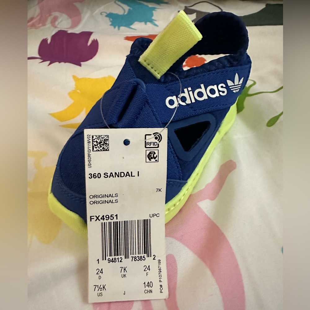 Adidas Originals 360 Sandals Blue/Green Size 7.5 Toddler